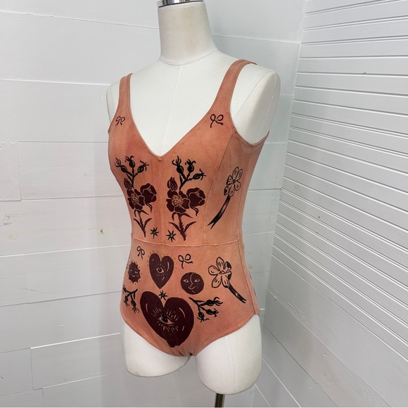 Serpent & Bow Madder Root Dyed Leotard underwear swimsuit - Picture 14 of 15